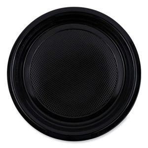 Boardwalk BWKPLTHIPS9BL 9" Hi-Impact Black Plastic Dinnerware 500/Case