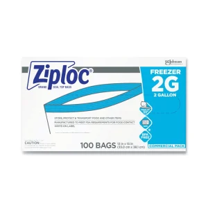 Double Zipper Freezer Bags 2 Gallon 2.7 mil, 13" x 15.5" Clear 100/Carton