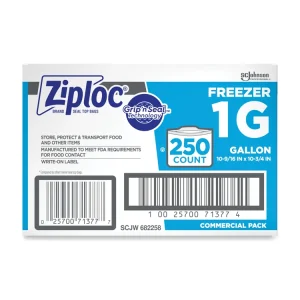 Double Zipper Freezer Bags 1 Gallon 2.7 mil, 10.56" x 10.75" Clear 250/Carton