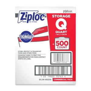 Double Zipper Storage Bags 1 Quart 1.75 mil, 7" x 7.75", Clear 500/Box